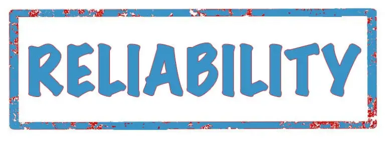 Blue box with the word Reliability inside
