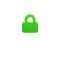 White laptop icon with green lock on screen