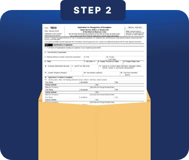Envelope with a form labeled 